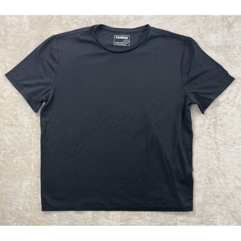Express Mens Moisture Wicking Performance T-Shirt Black Short Sleeve Crewneck L